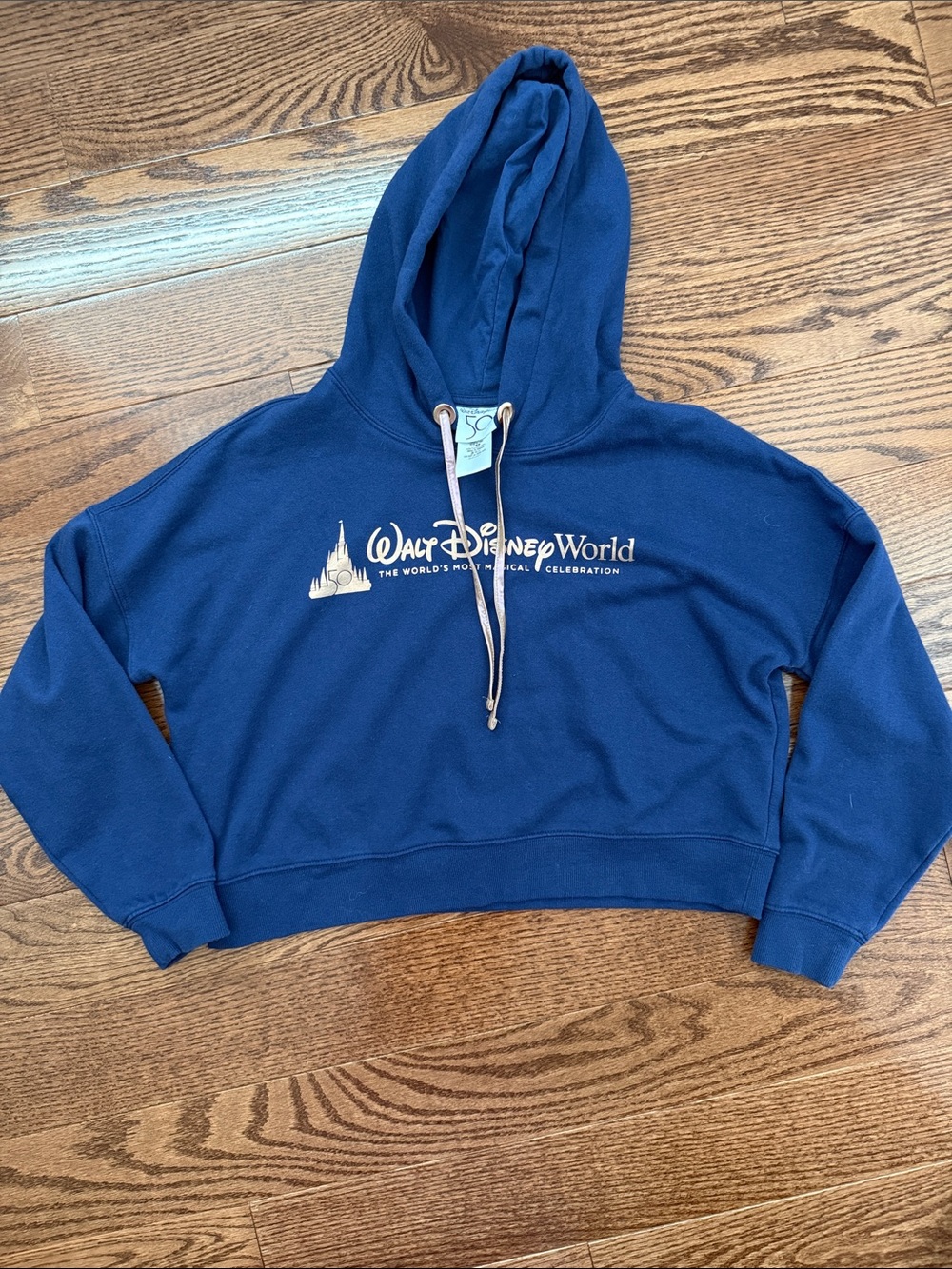 Disney Navy Blue 50th Anniversary Hoodie with Rose Gold Drawstrings